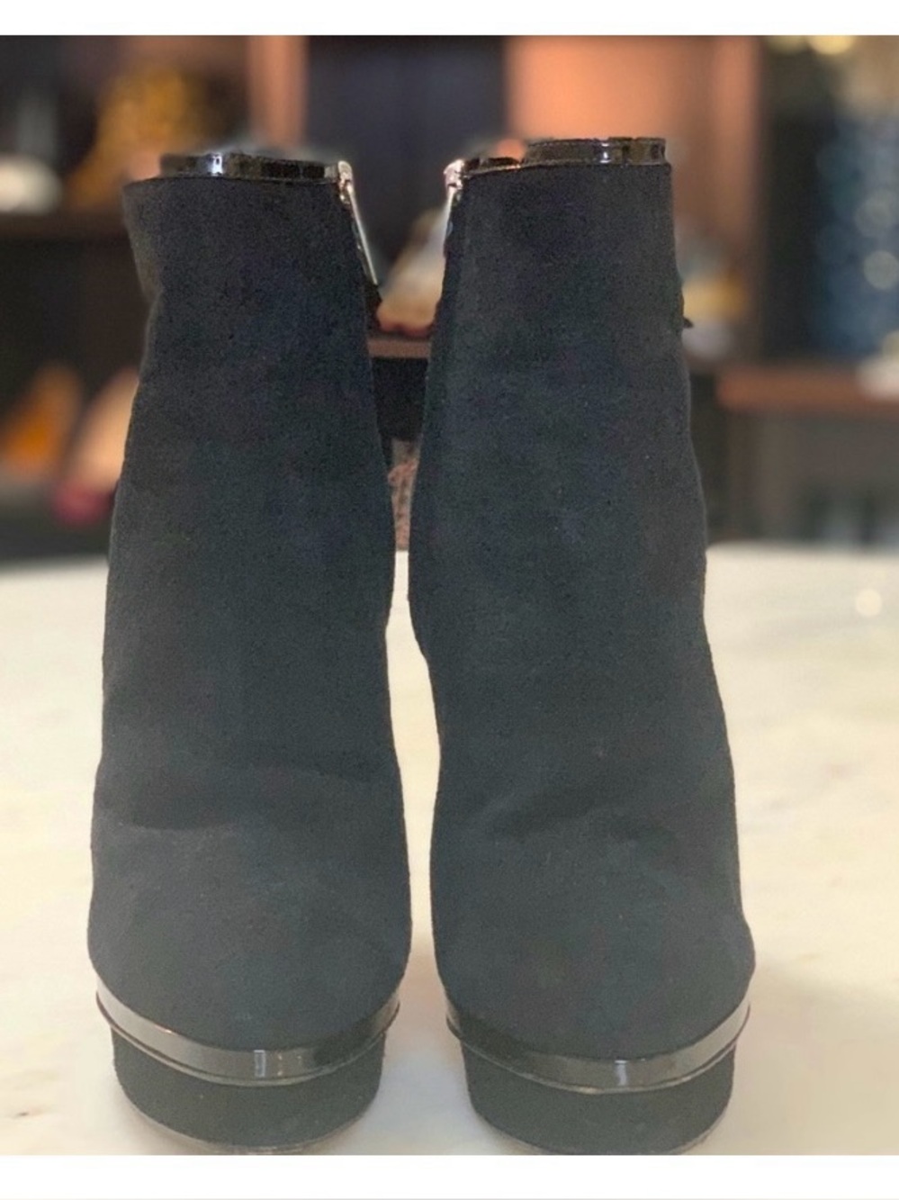 YSL Black Women's Suede Ankle Boots - Classic Zip Back